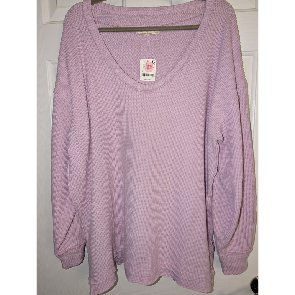 We The Free S Lilac Waffle Knit Thermal Top NWT Boho Slouchy